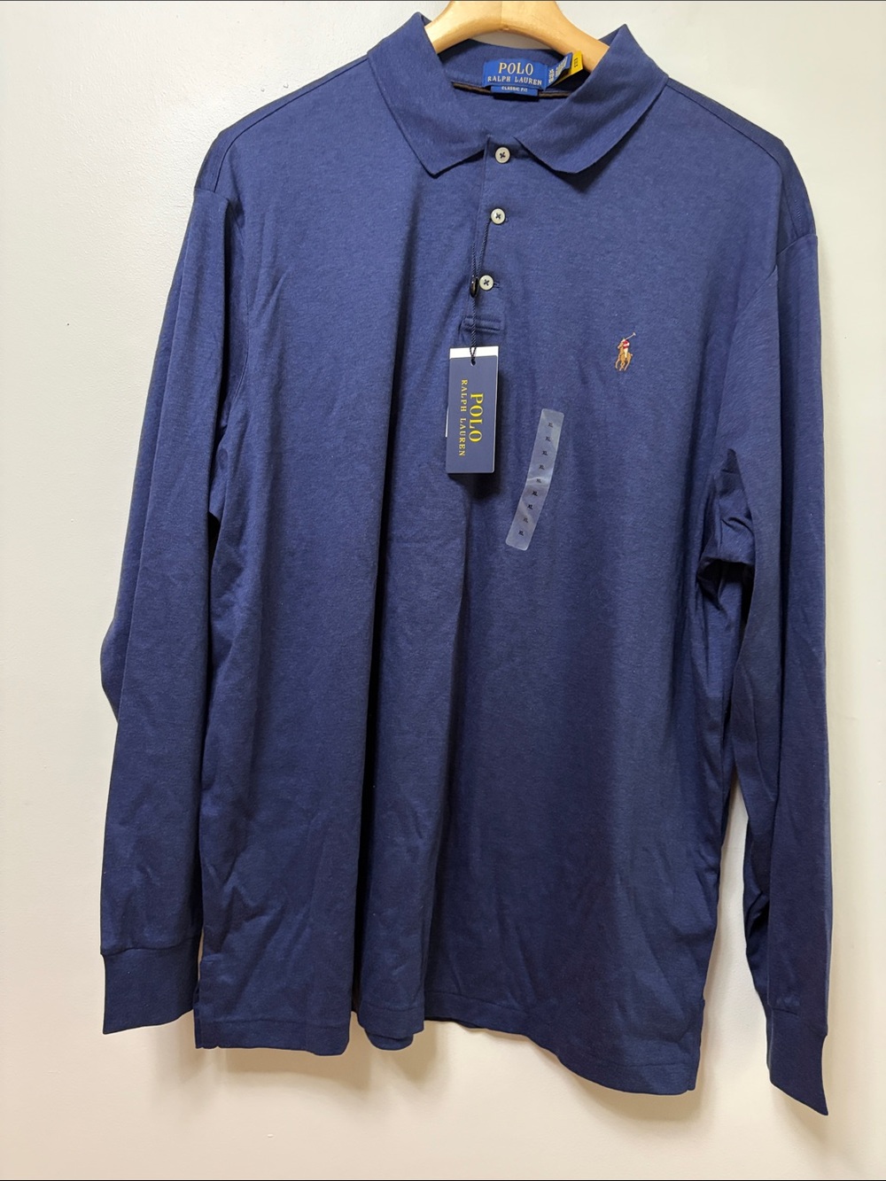 NWT Polo Ralph Lauren Men's Classic Fit Long Sleeve Jersey Polo - Spring Navy XL